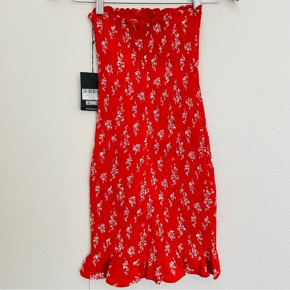 NWT Reformation Chantilly Floral Red Mini Dress Size S - Picture 8 of 13